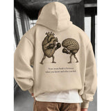 Mens Loose-fit Casual Printed Hooded Sweatshirt