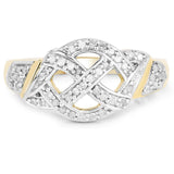 14K Yellow Gold Plated 0.21 Carat Genuine White Diamond .925 Sterling Silver Ring