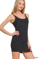 Zenana Ponte Spaghetti Strap Bodycon Mini Dress
