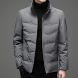 Mens Casual Color Stand-collar White Duck Down Warm Down Jacket