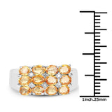 2.67 Carat Genuine Yellow Sapphire and White Diamond .925 Sterling Silver Ring