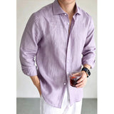 Mens Navy Blue Linen Fashionable Casual Shirt
