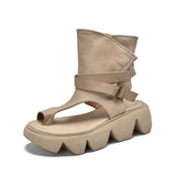 Roman High-Top Platform Sandals with Belt Buckle