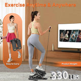 Home Office Exercise 330LBS Capacity Mini Stepper With Resistance Bands And LCD Monitor