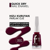Flormar Quick Dry Nail Polish - Blackstar Red, Long Lasting & Highly Pigmented