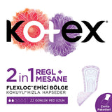 Kotex 2in1 Sanitary Pads - 22 Count - Protection for Menstruation & Bladder Leakage