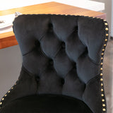 A&A Furniture,Golden Swivel Velvet Barstools Adjusatble Seat Height from 25-33 Inch, Modern Upholstered Bar Stools with Backs Comfortable Tufted for Home Pub and Kitchen Island(Black,Set of 2)