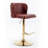 A&A Furniture,Swivel Barstools Adjusatble Seat Height, Modern PU Upholstered Bar Stools with the whole Back Tufted, for Home Pub and Kitchen Island(Wine Red, Burgundy, Set of 2)