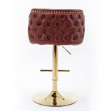 A&A Furniture,Swivel Barstools Adjusatble Seat Height, Modern PU Upholstered Bar Stools with the whole Back Tufted, for Home Pub and Kitchen Island(Wine Red, Burgundy, Set of 2)