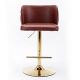A&A Furniture,Swivel Barstools Adjusatble Seat Height, Modern PU Upholstered Bar Stools with the whole Back Tufted, for Home Pub and Kitchen Island(Wine Red, Burgundy, Set of 2)