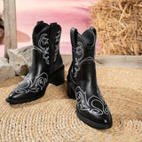 Small Pointed-toe Totem-decorated Short Boots