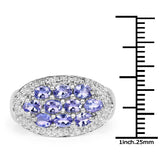 1.70 Carat Genuine Tanzanite .925 Sterling Silver Ring