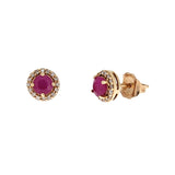 .77ct Ruby Diamond Stud Earrings 10KT Rose Gold