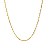 2.0mm 10k Yellow Gold Solid Diamond Cut Rope Chain