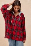 BiBi Brushed Plaid Hooded Jacket