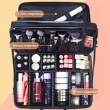 Large Capacity Travel Makeup Bag With Adjustable Dividers - High Quality Oxford Cloth Makeup Storage Box, Portable Makeup Storage Box For Women And Girls, Red/ Black - Perfect Gift For Beauty Lovers,