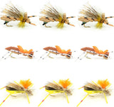 Grasshopper Trout Flies Assortment Foam Hoppers - 9 Flies Size 10