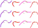 Trout Fly Assortment - San Juan Worm Power Bead Wet Nymph Fly Fishing Flies -  1 Dozen Hook Size 10 - 3 Each of 4 Patterns