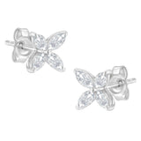 14K White Gold 1/2 Cttw Marquise Diamond 8 Stone Floral Leaf Stud Earrings (H-I Color, SI1-SI2 Clarity)