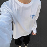 High-end Top American High-street Letter-embroidered Long-sleeve T-shirt For Men