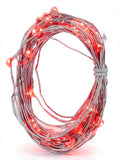 2PK Tiny Lites Battery Operated Indoor Silver Wire LED Light String, Red, 6-Feet