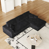 114.5'Modern Corduroy Modular foam Sofa, Recliner Seat reversible Sofa, 2-in-1 Sofa with Recliner and L-Shaped Sofa Combination with Three Cushion Neck Pillow Combination and Two Throw Pillows