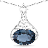 6.65 Carat Genuine London Blue Topaz .925 Sterling Silver Pendant