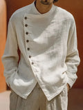 Mens Retro Loose-Fit Crew-Neck Shirt