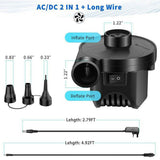 AC DC12V Electric Air Pump Inflator with 3 Nozzle