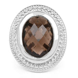 7.90 Carat Genuine Smoky Quartz .925 Sterling Silver Ring
