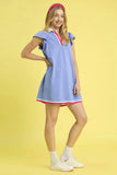 Umgee Contrast Trim Cap Sleeve Mini Dress