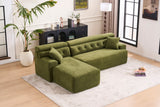 105' Modula Compression Sponge L-Shaped, Chesterfield-Inspired Design, No-Assembly Chenille Couch, 30D High-Density for Living Room, Bedroom, Apartment.Green.