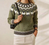 Womens Printed Crew Neck Long Sleeve Sweatshirt Top