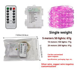 Waterproof Bedroom Remote Control New Year Light Outdoor Battery Box Light Curtain Holiday Wedding Hook Color Lighting Chain
