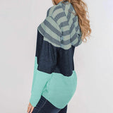 Actloe Women Long Sleeve Striped Color Block Casual Hoodies