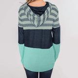 Actloe Women Long Sleeve Striped Color Block Casual Hoodies