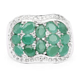 2.20 Carat Genuine Emerald & White Topaz .925 Sterling Silver Ring
