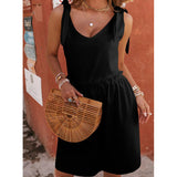 New Summer Sleeveless V-Neck Solid-Color Womens Dress