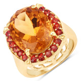 9.38 Carat Genuine Citrine and Orange Sapphire .925 Sterling Silver Ring