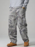American-style Retro Pure Cotton Camouflage Work Pants Straight-leg Loose Fit With A Drawstring