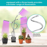 Adjustable 3-Head Grow Lights for Indoor Plants with Timer