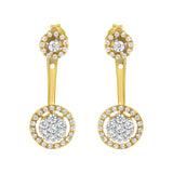 14K Yellow Gold Plated .925 Sterling Silver 5/8 Cttw Diamond Removable Stud and Dangle Earrings (I-J Color, I2-I3)