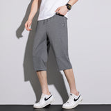 Summer New Mens Casual Ice-Silk Cropped Pants