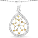 0.45 Carat Genuine White Diamond and Yellow Diamond .925 Sterling Silver Pendant