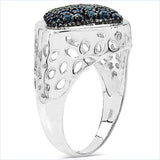 0.54 Carat Genuine Blue Diamond .925 Sterling Silver Ring