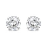 AGS Certified 14K White Gold 1.0 cttw 4-Prong Set Brilliant Round-Cut Solitaire Diamond Push Back Stud Earrings (F-G Color, I1-I2 Clarity)