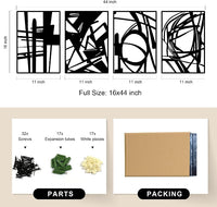 Black Metal Abstract Wall Art 4- Piece | Modern Minimalist Home Decor