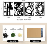 Black Metal Abstract Wall Art 4- Piece | Modern Minimalist Home Decor