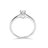 14K White Gold 1/2 Cttw Oval Lab Grown Diamond 4 Prong Solitaire Engagement Ring (F-G Color, VS2-SI1 Clarity) - Size 7