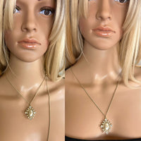 Chanel Crystal CC Necklace Gold Pearly Fashion Jewelry